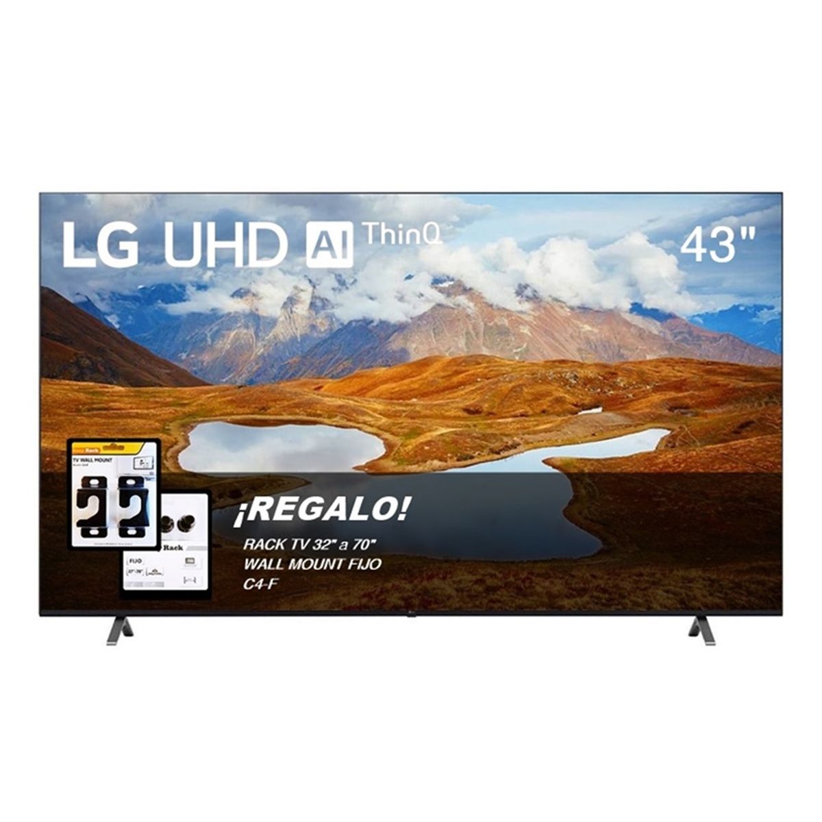 LG - Televisor LG 43 4K UHD Smart TV COM ThinQ AI 43UR871C0SA + Rack Fijo C4-F