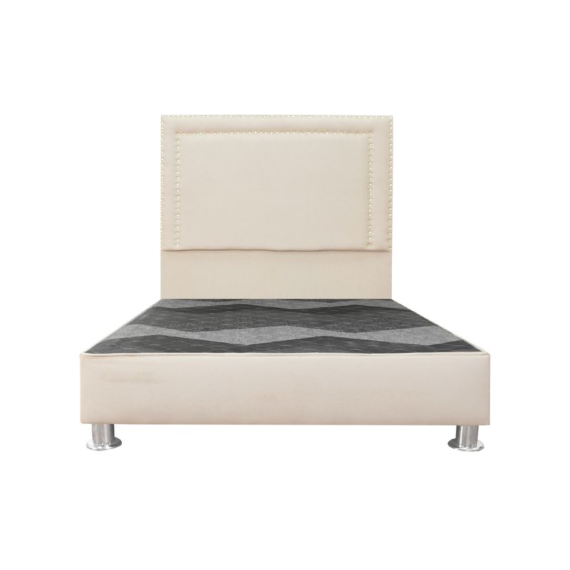 MUEBLES MACRUMO - Cama tapizada Perla - 2 Plz - Color Beige claro