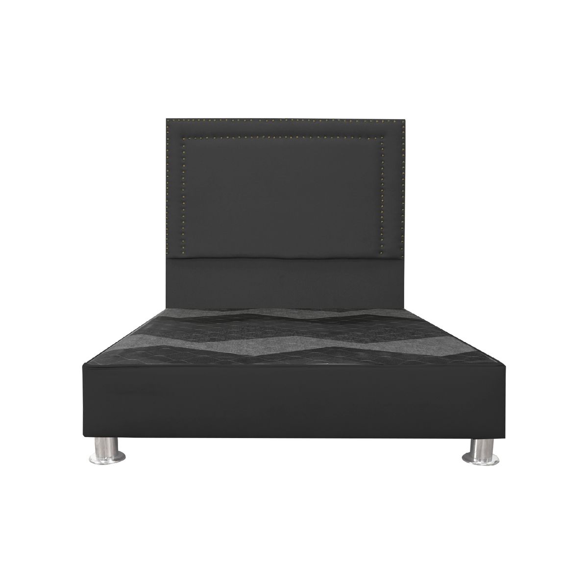 MUEBLES MACRUMO - Cama tapizada Perla - 2 Plz - Color Negro