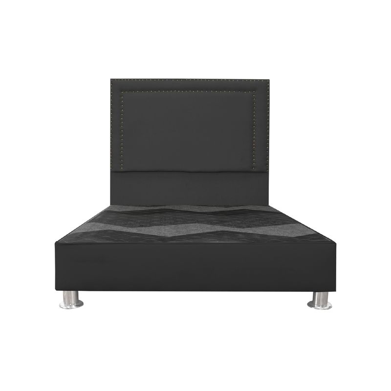 MUEBLES MACRUMO - Cama tapizada Perla - 2 Plz - Color Negro