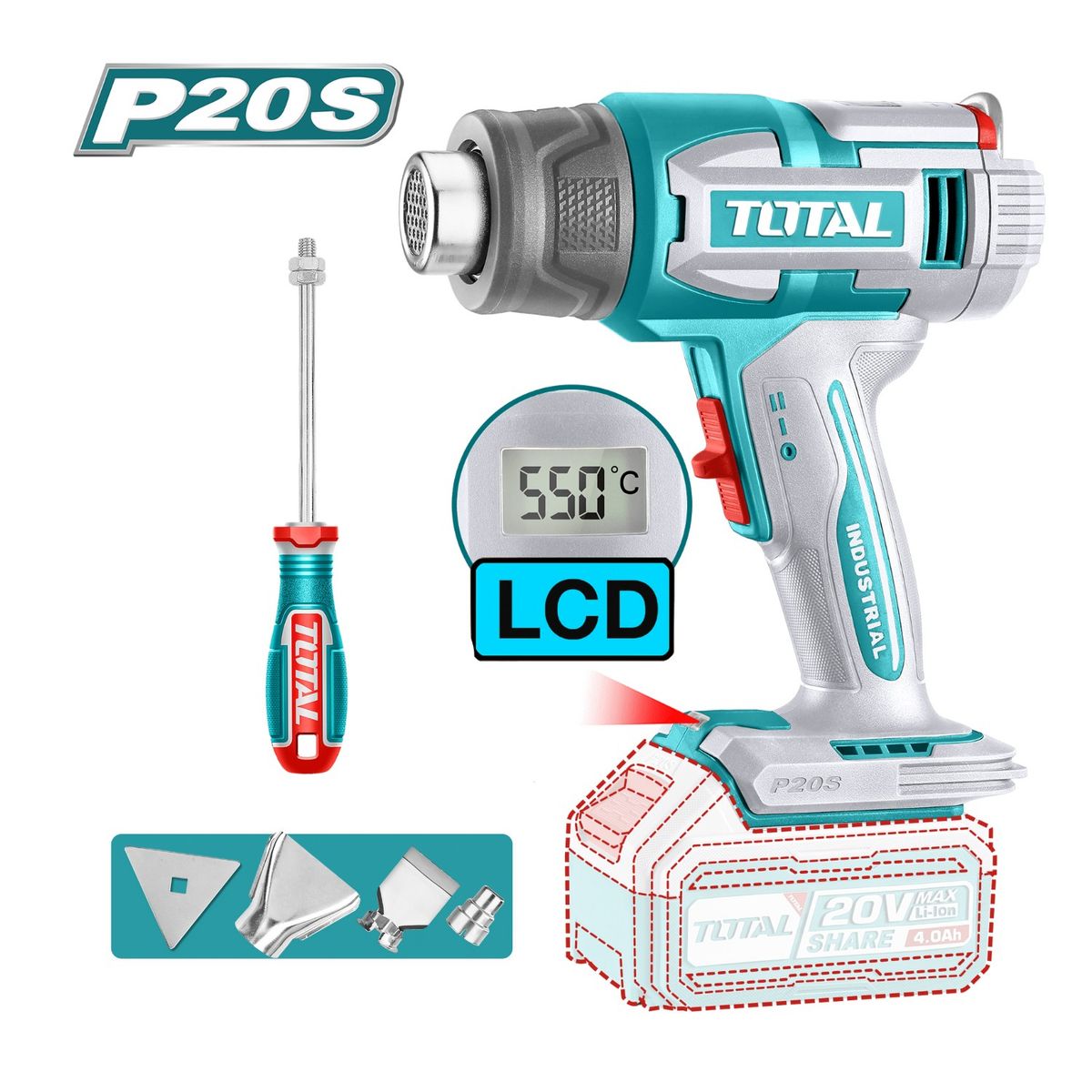 TOTAL TOOLS - Taladro percutor 66nm + llave de impacto + pistola + herr mult Total
