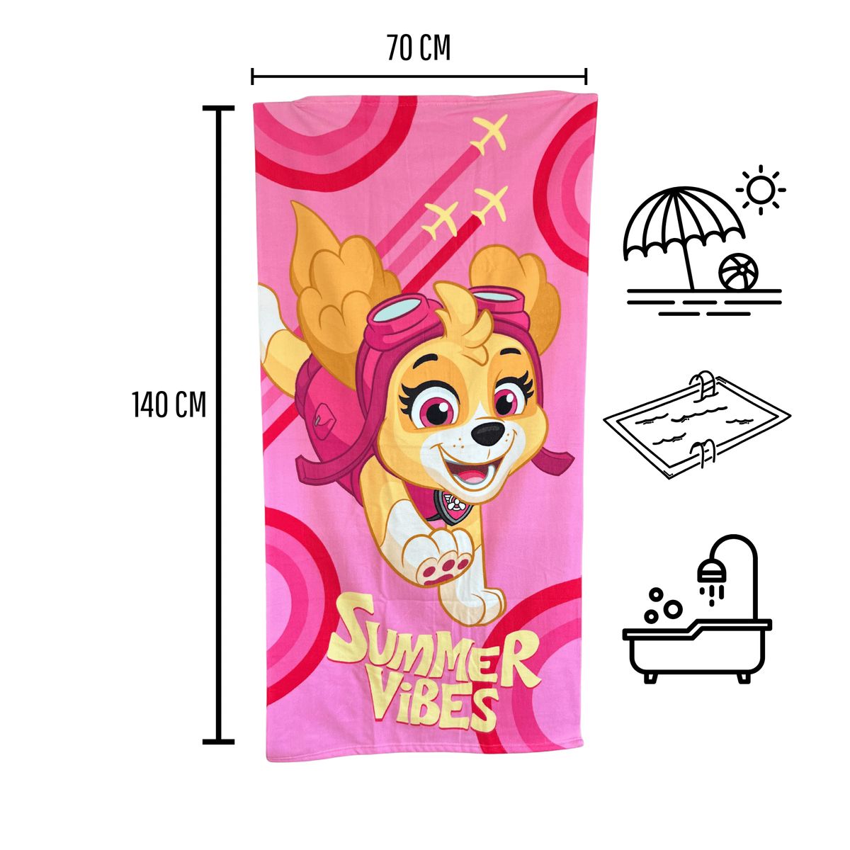 NICKELODEON - Toalla de Playa Infantil PAW PATROL SKYE 140x70cm