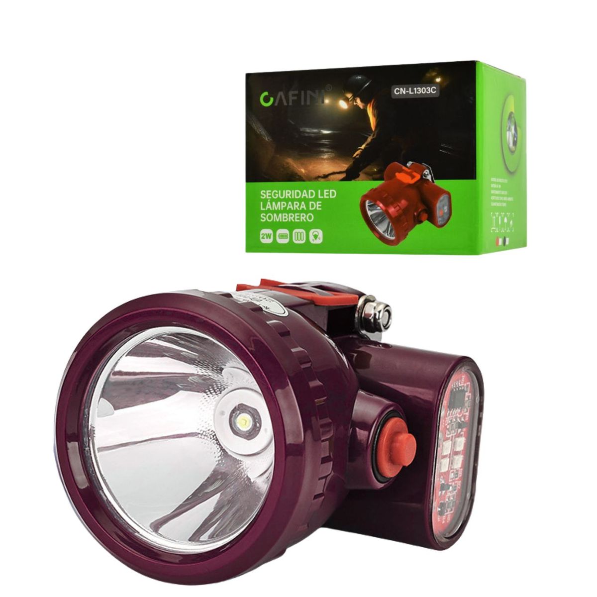 CAFINI - Linterna cabeza minera Cafini antiexplosiva 500m luz roja y azul