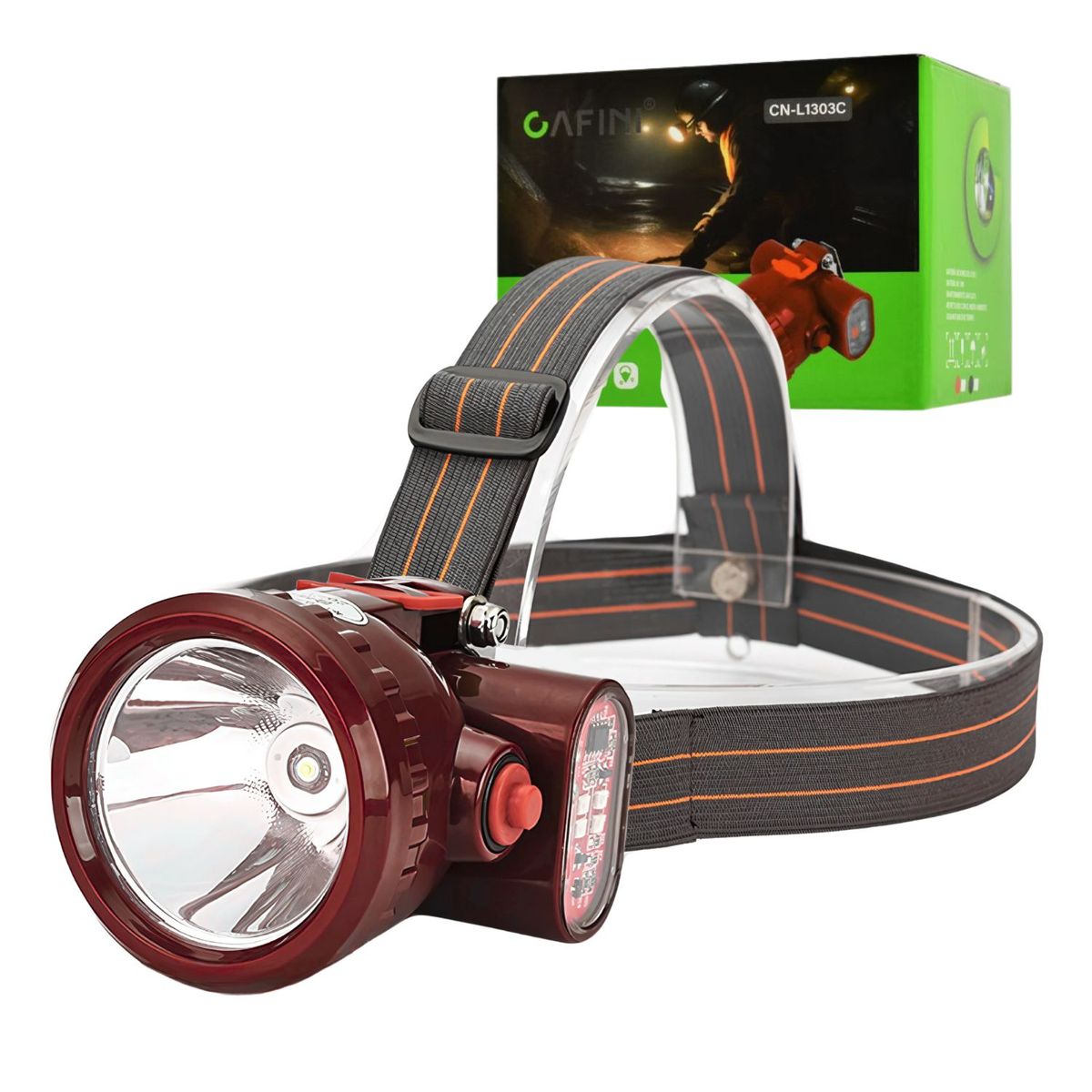 CAFINI - Linterna cabeza minera Cafini antiexplosiva 500m luz roja y azul