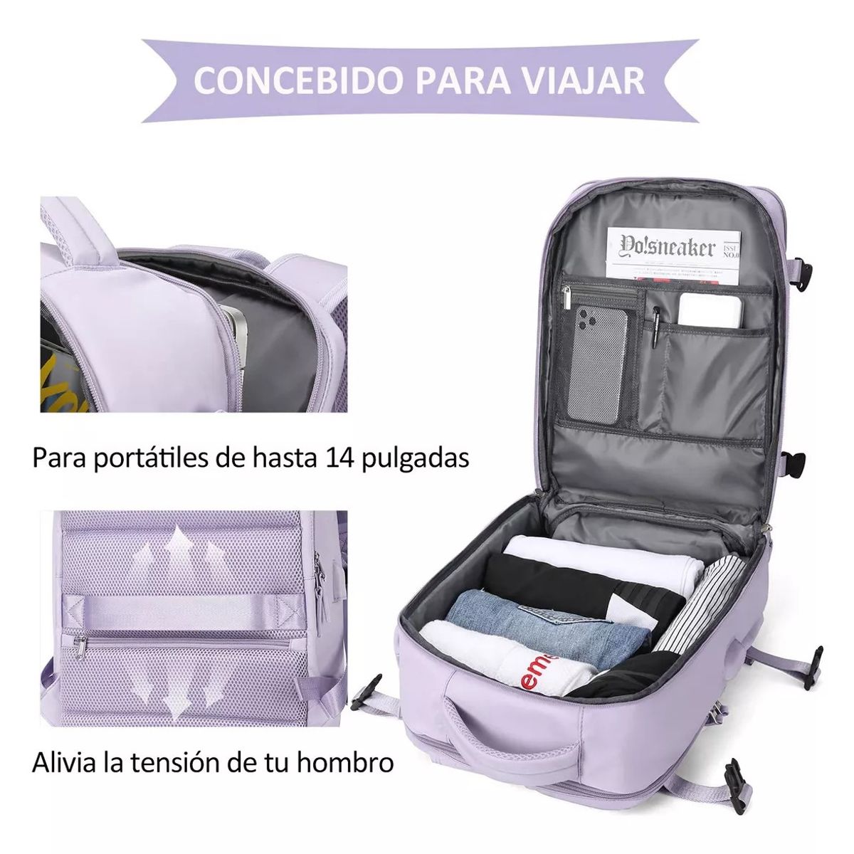 U BUY - Mochila morada de viaje al aire libre