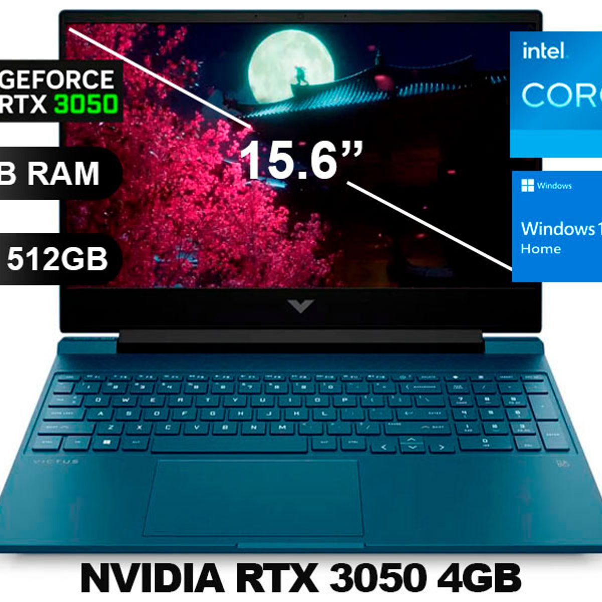 HP - Laptop Gamer Hp Victus 15-fa0021la I5-12450H, RTX3050, 16GB RAM, 512GB SSD, 15.6 (A14LCLA-16)