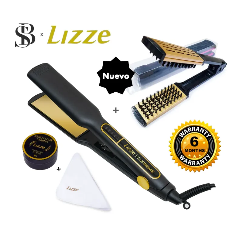 LIZZE - PLANCHA DE CABELLO LIZZE SUPREME 485F + CEPILLO TERMICO NO ELECTRICO
