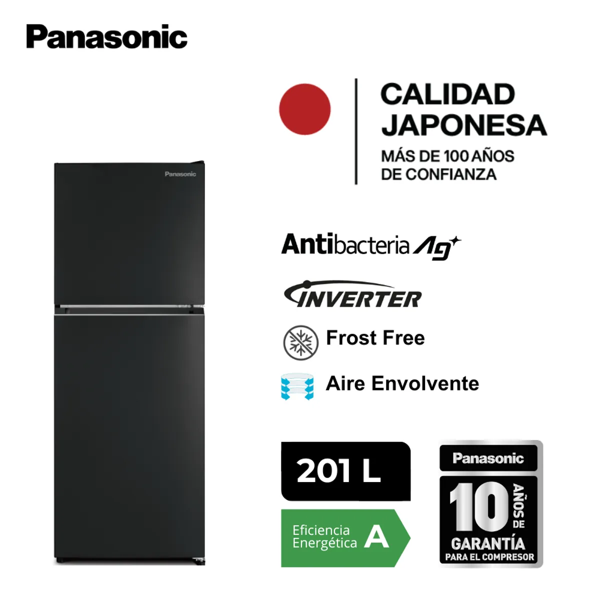 PANASONIC - Refrigeradora Top Freezer 201L BT30 No Frost