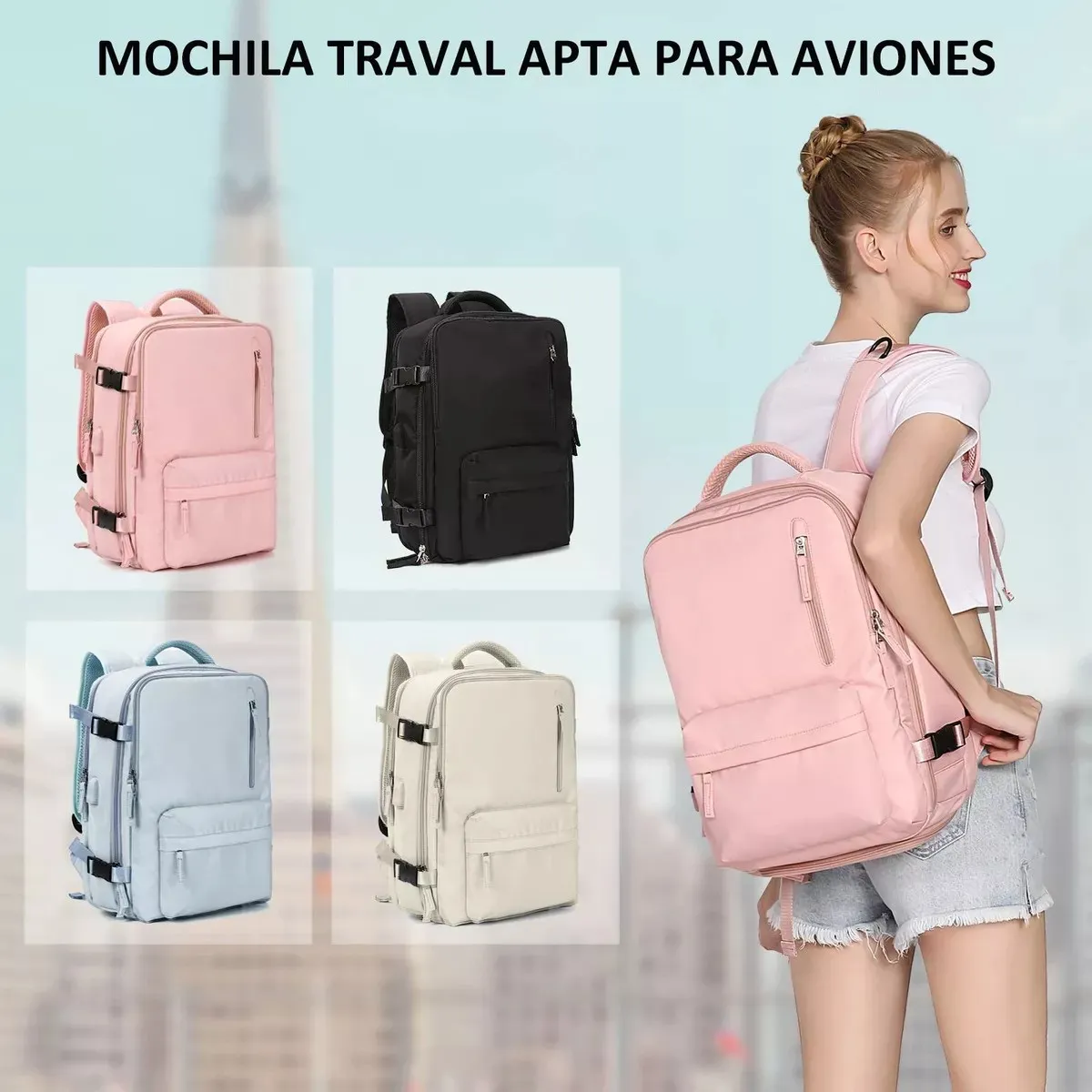 U BUY - Mochila Viaje Genérica Large Travel Backpack rosa