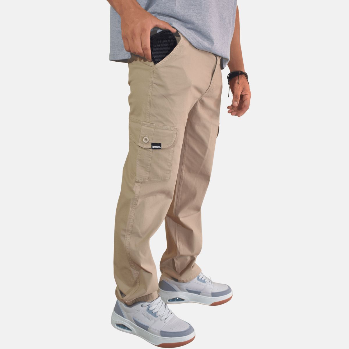 YONISTERS CLOTHING - Pantalon Cargo Algodon Drill Moda Urbana - Beige