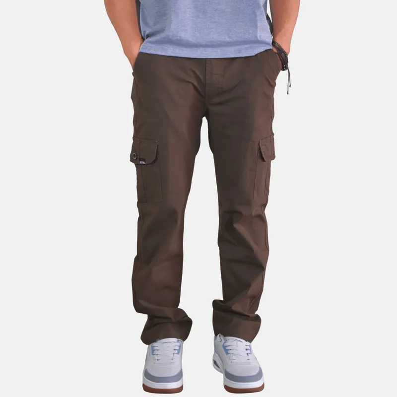 YONISTERS CLOTHING - Pantalon Cargo Algodon Drill Moda Urbana - Marrón