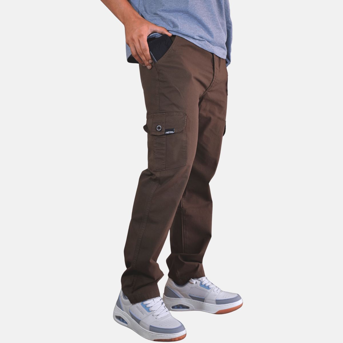 YONISTERS CLOTHING - Pantalon Cargo Algodon Drill Moda Urbana - Marrón