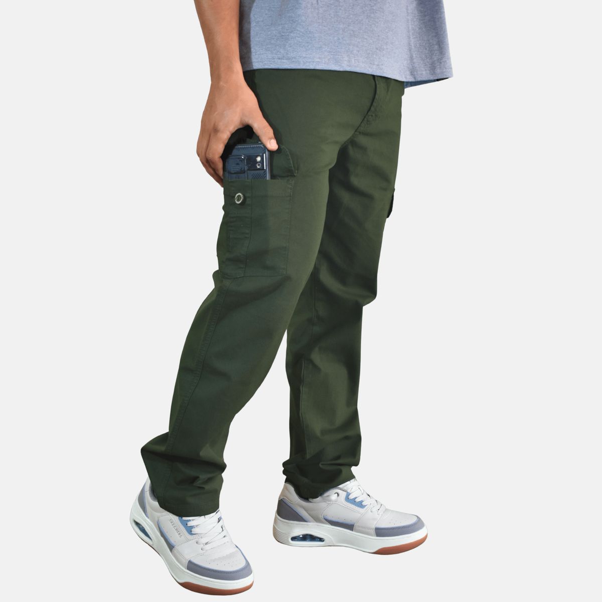 YONISTERS CLOTHING - Pantalon Cargo Algodon Drill Moda Urbana - Verde