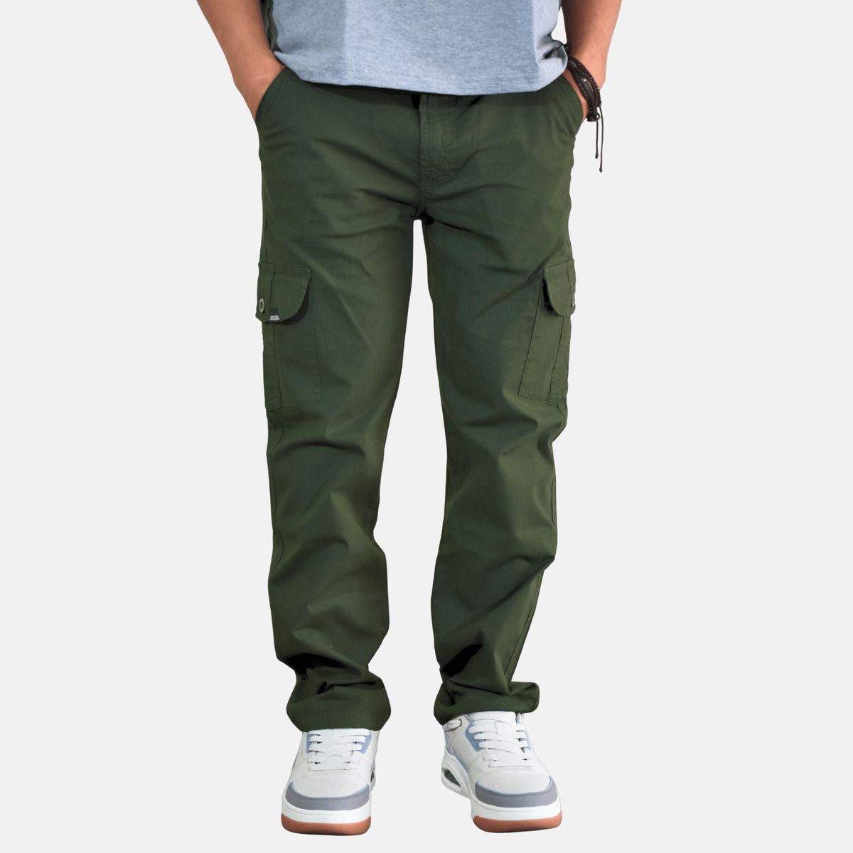 YONISTERS CLOTHING - Pantalon Cargo Algodon Drill Moda Urbana - Verde