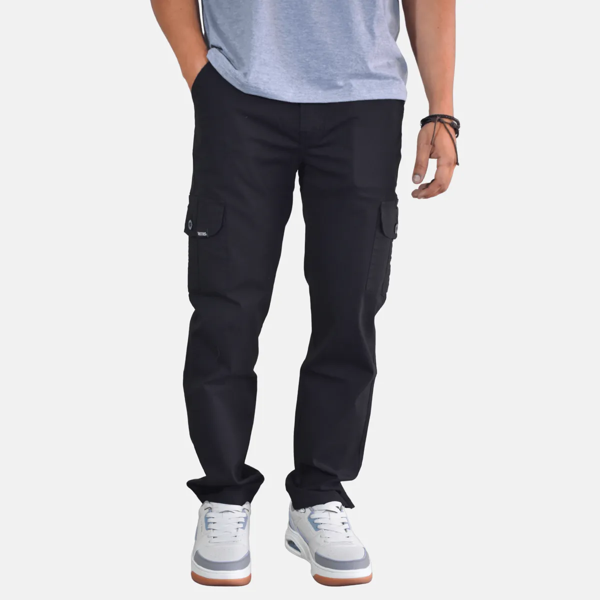 YONISTERS CLOTHING - Pantalon Cargo Algodon Drill Moda Urbana - Negro