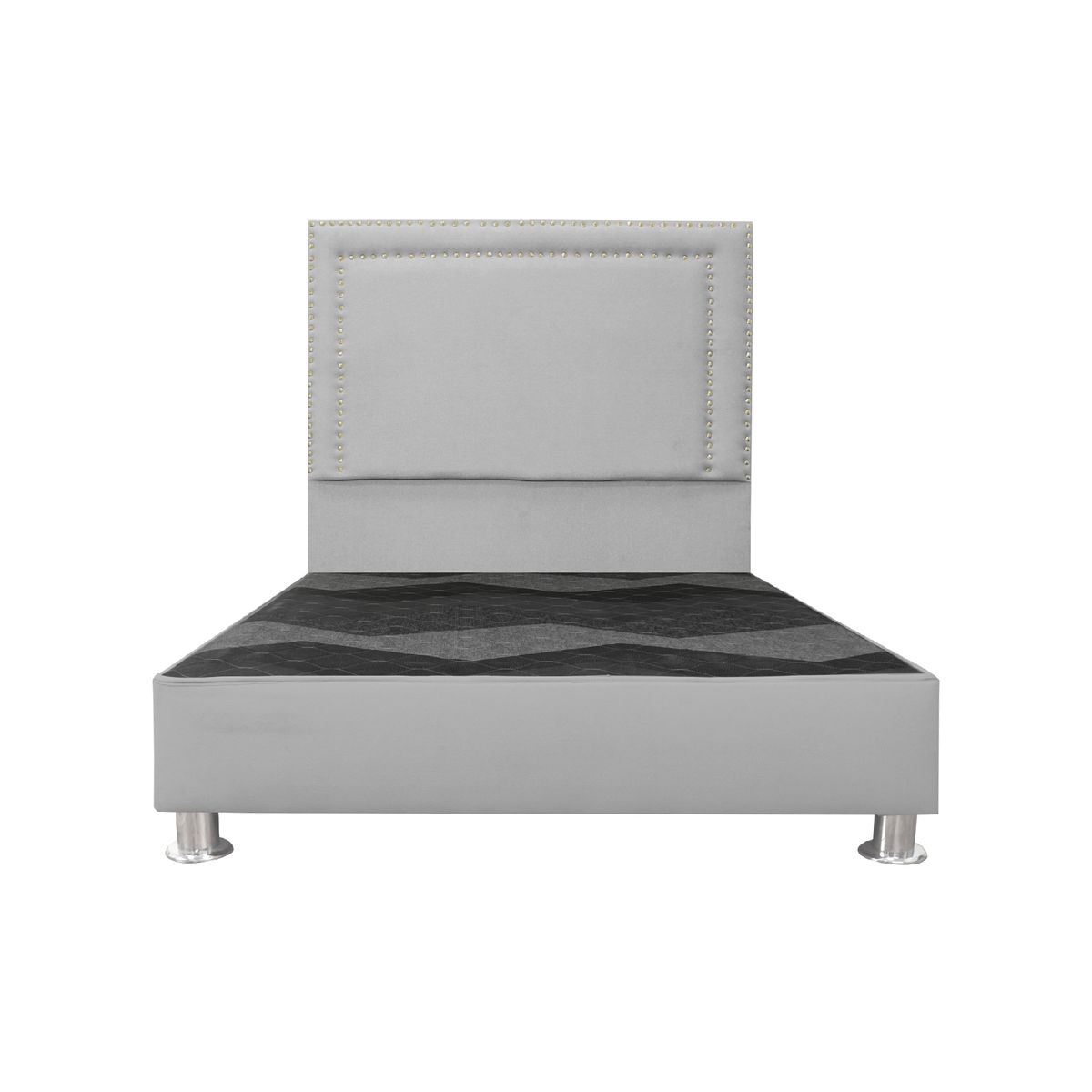 MUEBLES MACRUMO - Cama tapizada Perla - Queen - Color gris claro