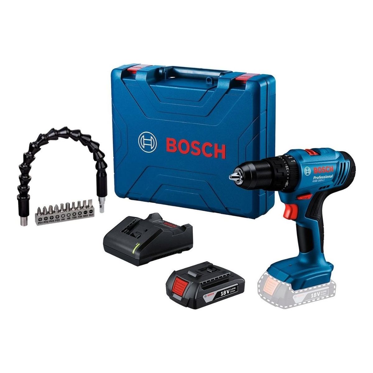 BOSCH - Taladro Percutor GSB 183 + Set 11 pz Bosch