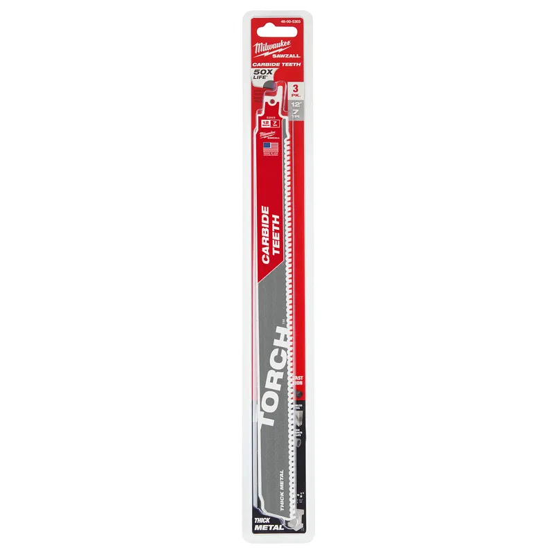 MILWAUKEE - Hojas de sierra sable 12" pulgadas carburo SAWZALL® 8 TPI 48-00-5303