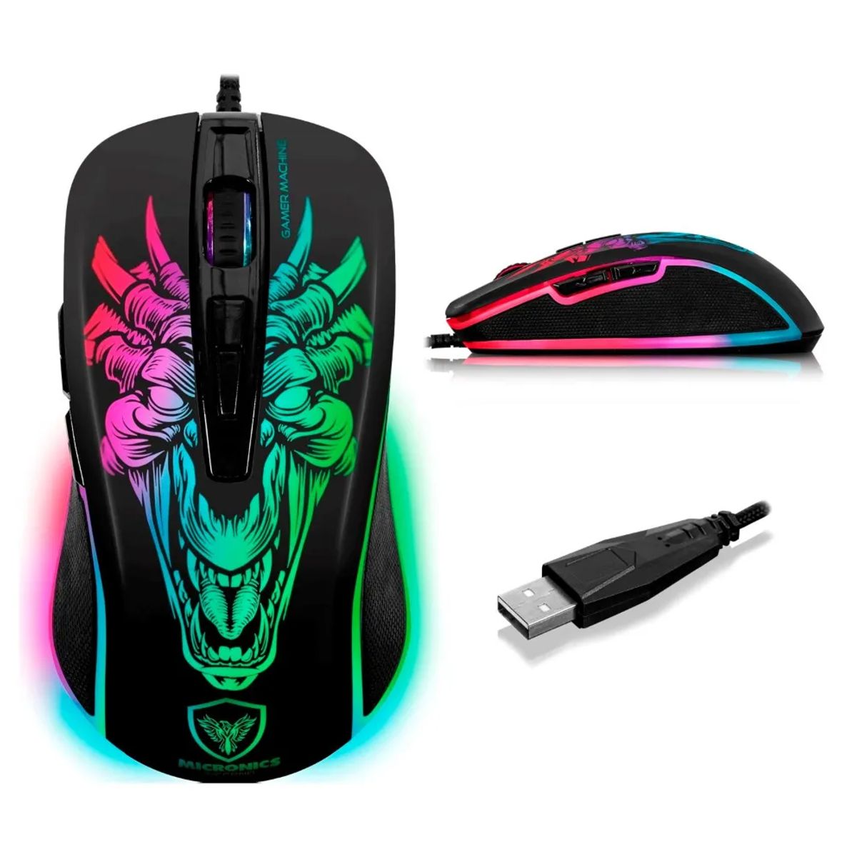MICRONICS - Mouse Gamer Micronics M816 INFERNO USB RGB RUNNING 7B 7200DPI