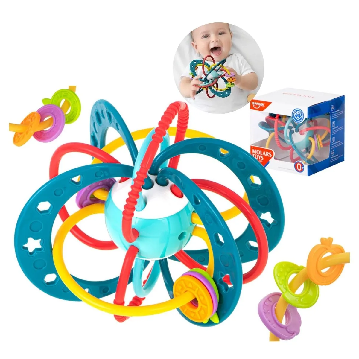 HUANGER - Juguete Sensorial Con Mordedor Para La Denticion Del Bebe