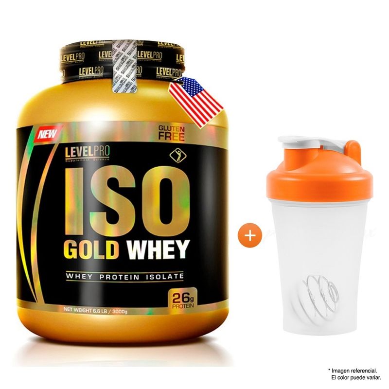 LEVEL PRO - Proteína Iso Gold Whey 3 KG - Vainilla + Regalo Shaker