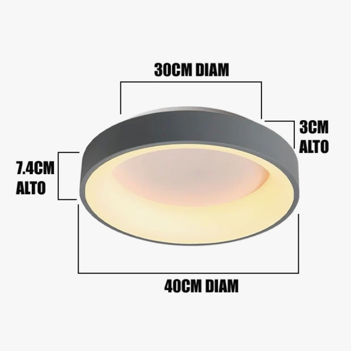 GENERICO - Lámpara de Techo 45W Led 3 en 1 Gris