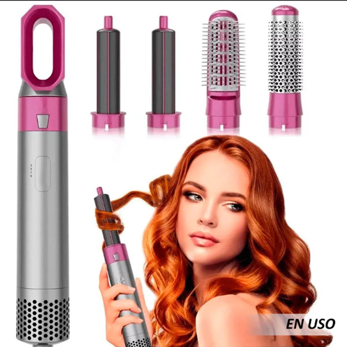GENERICO - Peine Cabello Cepillo Secador 5 en 1 Alisador Rizador Multifuncional
