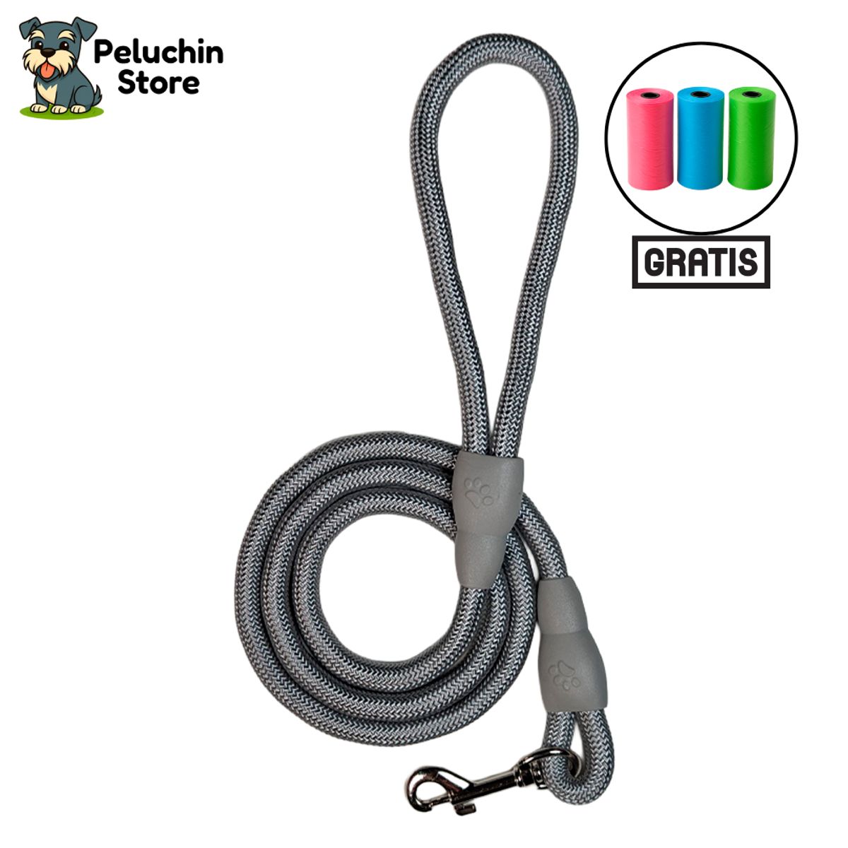 HAMACAS LIZARASO - Soga Perros Talla M, 120 cm Color Gris - Peluchin Store
