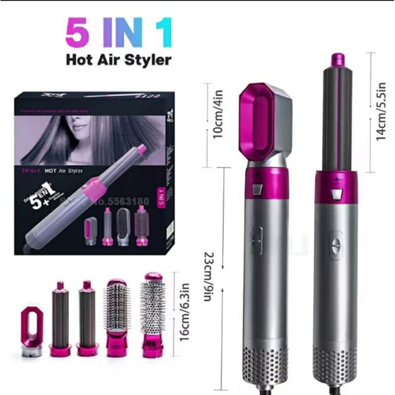 GENERICO - Peine Cabello Cepillo Secador 5 en 1 Alisador Rizador Multifuncional