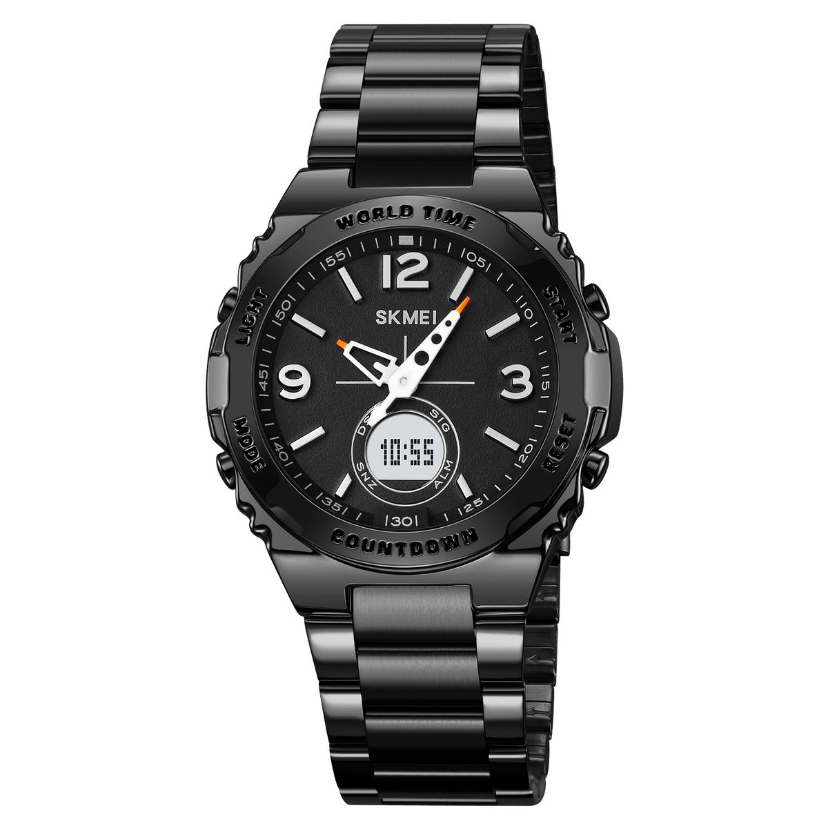 Skmei - Reloj Skmei 2310 Negro WORLD TIME Correa Acero Digital Analogo