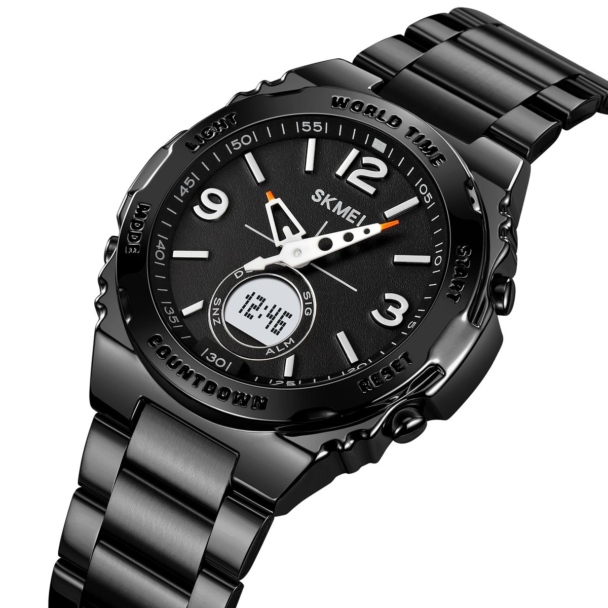 Skmei - Reloj Skmei 2310 Negro WORLD TIME Correa Acero Digital Analogo