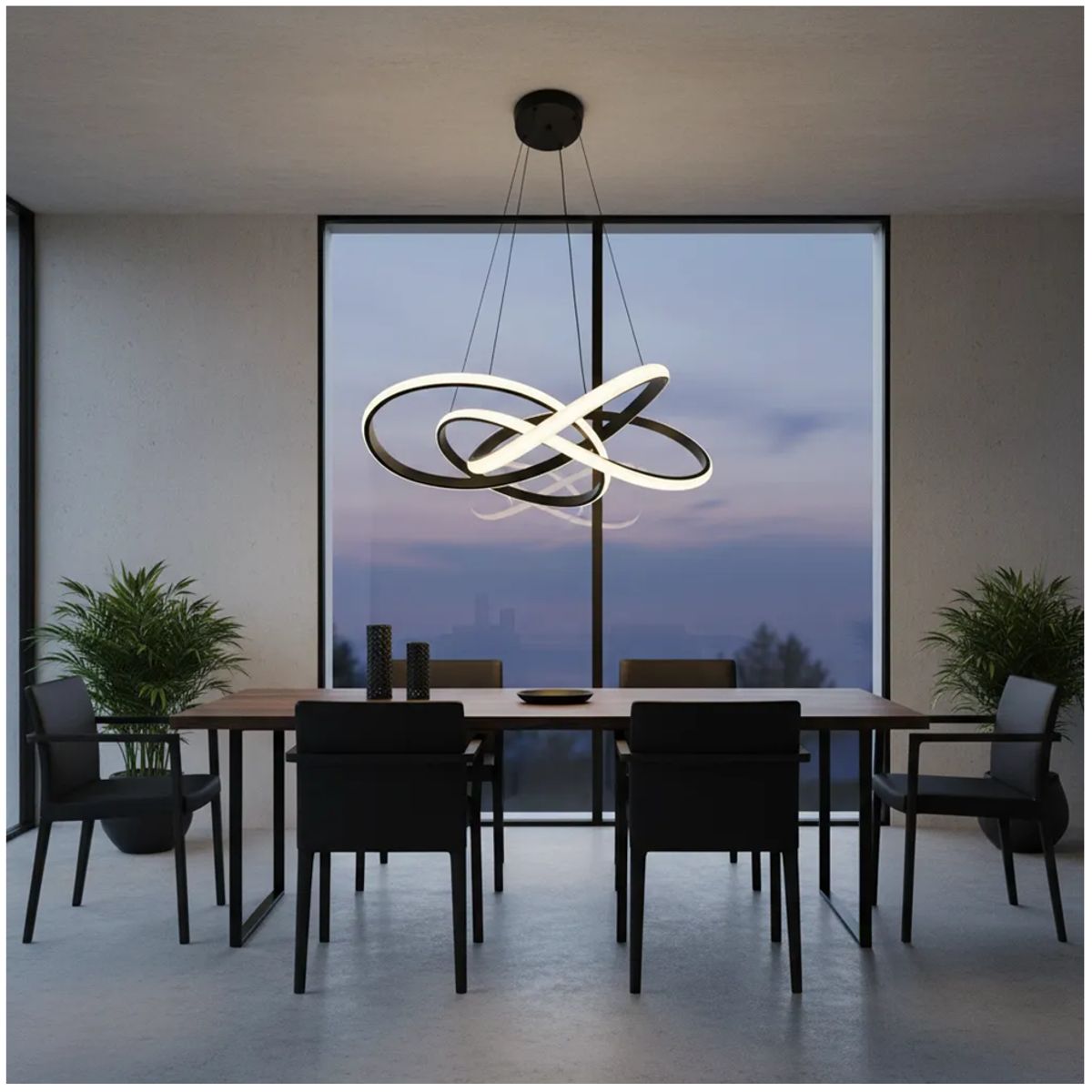 GENERICO - Lampara de techo LED Negro Nordica 60 cm Incluye control remoto