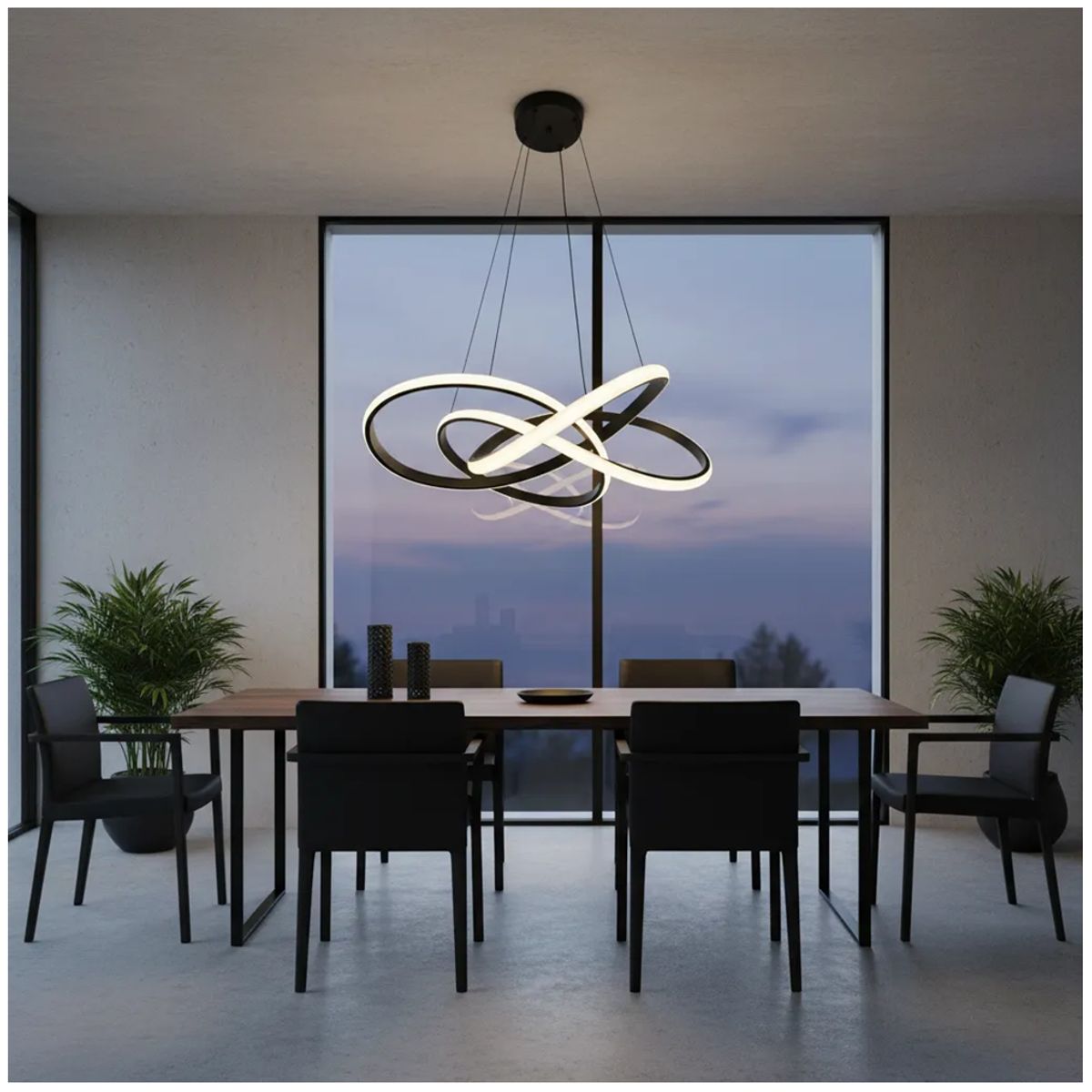 GENERICO - Lampara de techo LED Negro Nordica 60 cm Incluye control remoto