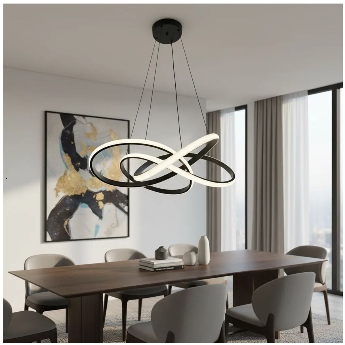 GENERICO - Lampara de techo LED Negro Nordica 60 cm Incluye control remoto