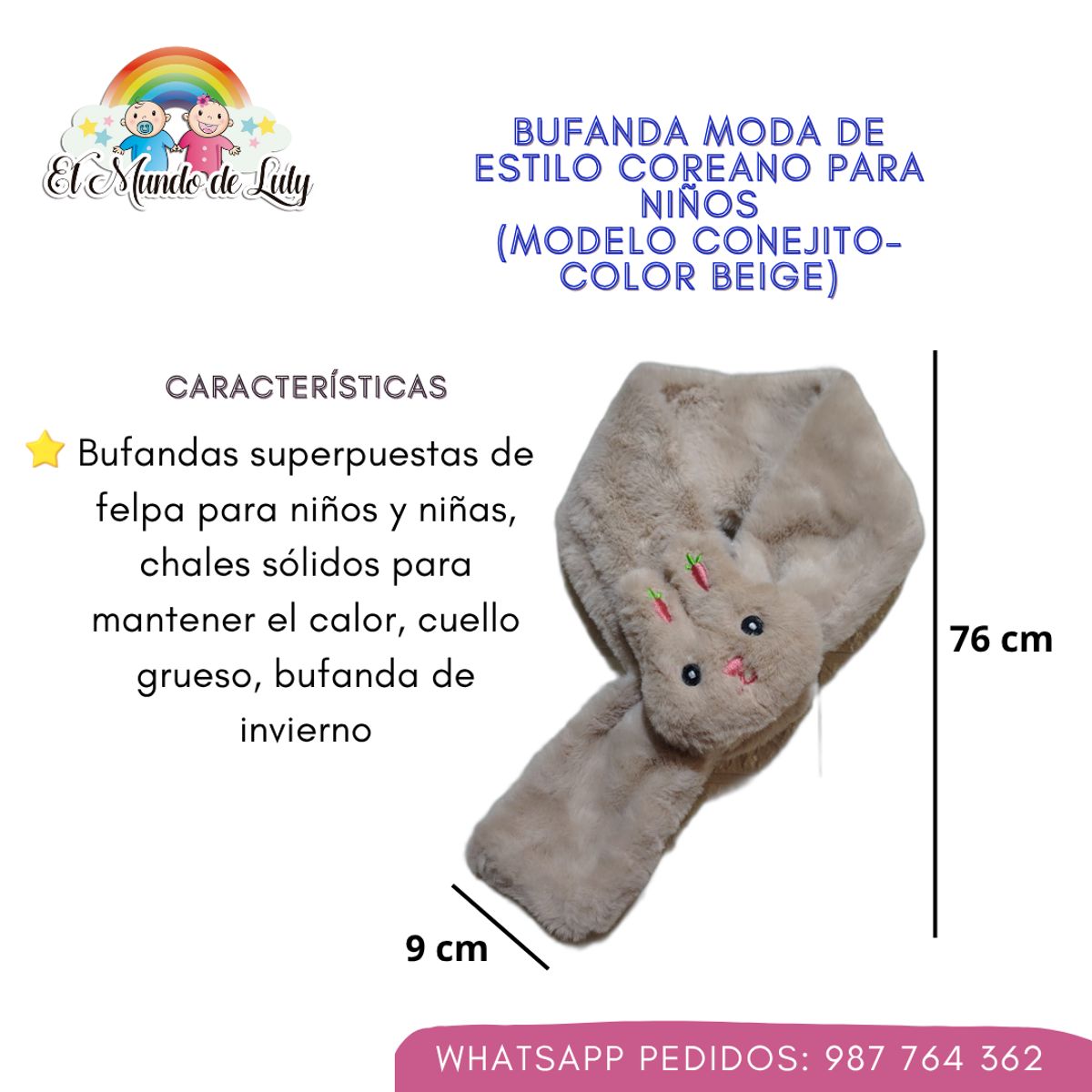 GENERICO - Bufanda Kawaii estilo coreano para niñas