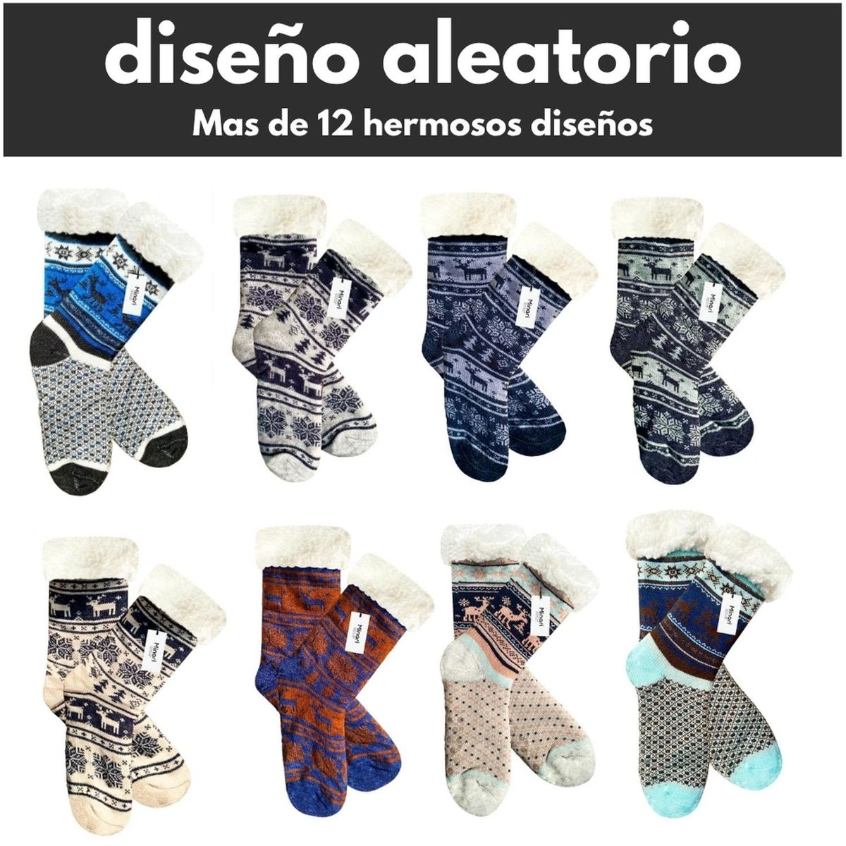 MINARI - Medias de Carnero Antideslizantes Unisex Adulto M10 - Diseño aleatorio