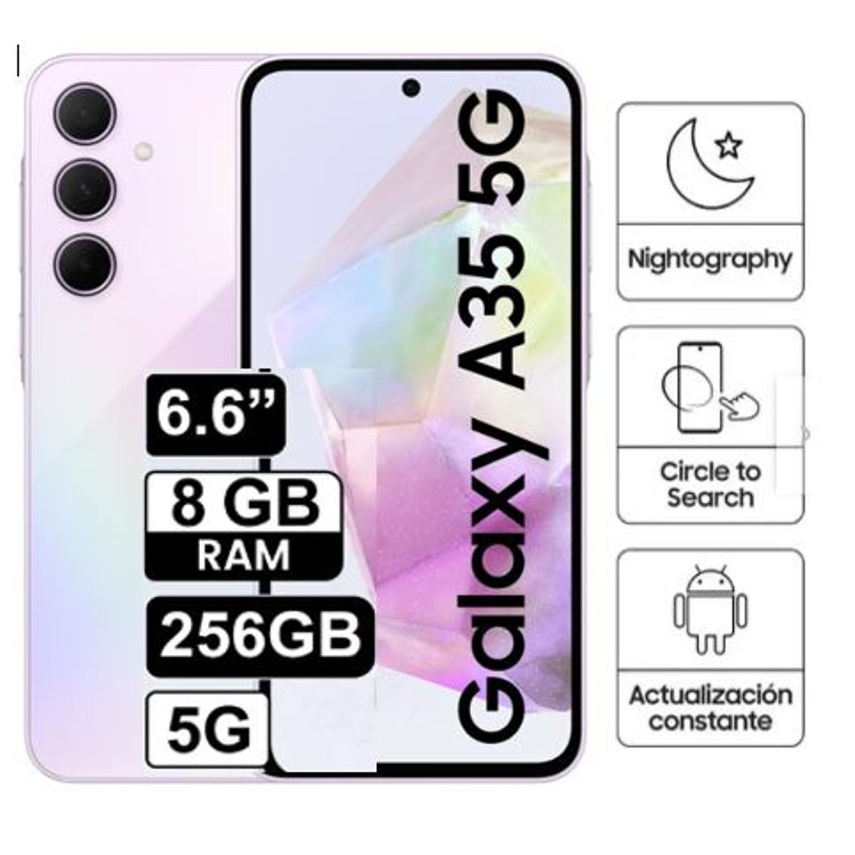 SAMSUNG - Celular Samsung Galaxy A35 5G 256GB 8GB - VIOLETA