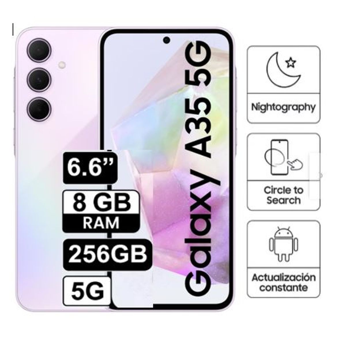 SAMSUNG - Celular Samsung Galaxy A35 5G 256GB 8GB - VIOLETA