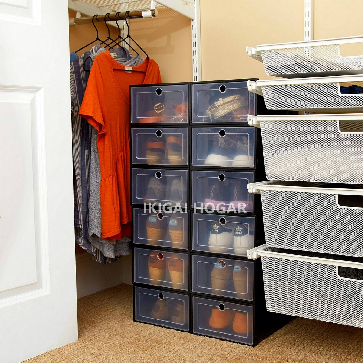 GENERICO - Pack x 24 Organizador Apilables De Zapatos - Negro