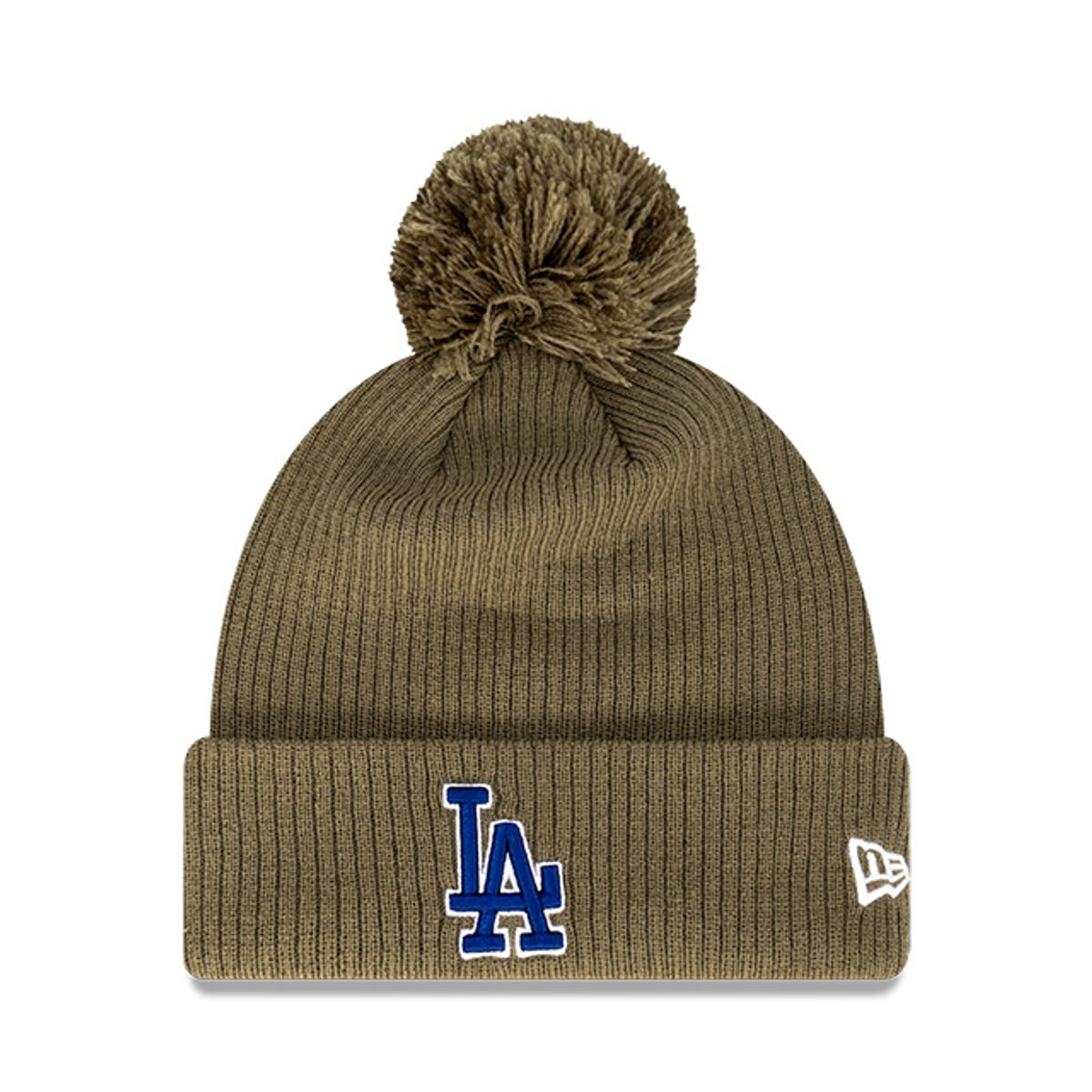 NEW ERA - Beanie MLB Los Angeles Dodgers Olive Pom