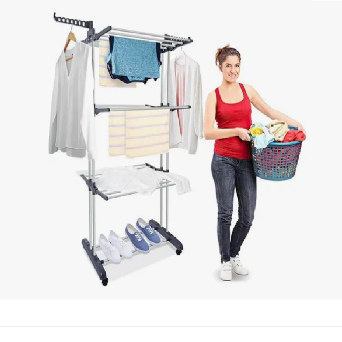 GENERICO - Tendal Tendero De Ropa Plegable Grande Espacio Multifuncion