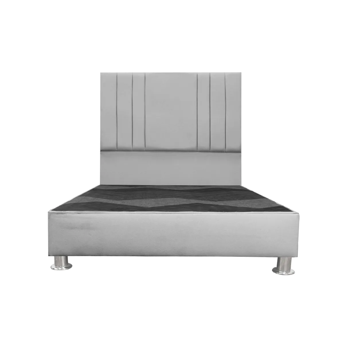 MUEBLES MACRUMO - Cama tapizada Alessia - 2 Plz - Color Gris claro