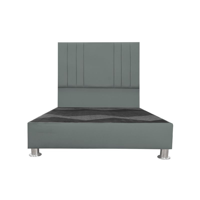 MUEBLES MACRUMO - Cama tapizada Alessia - 2 Plz - Color Gris oscuro