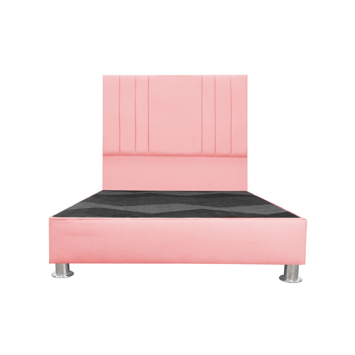 MUEBLES MACRUMO - Cama tapizada Alessia - 2 Plz - Color Gris Rosado