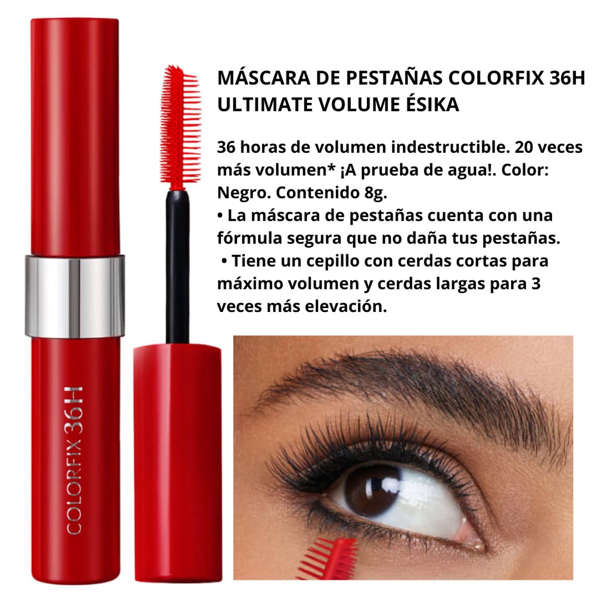 ESIKA - Rímel Máscara de pestañas volumen colorfix 36h Ésika negro