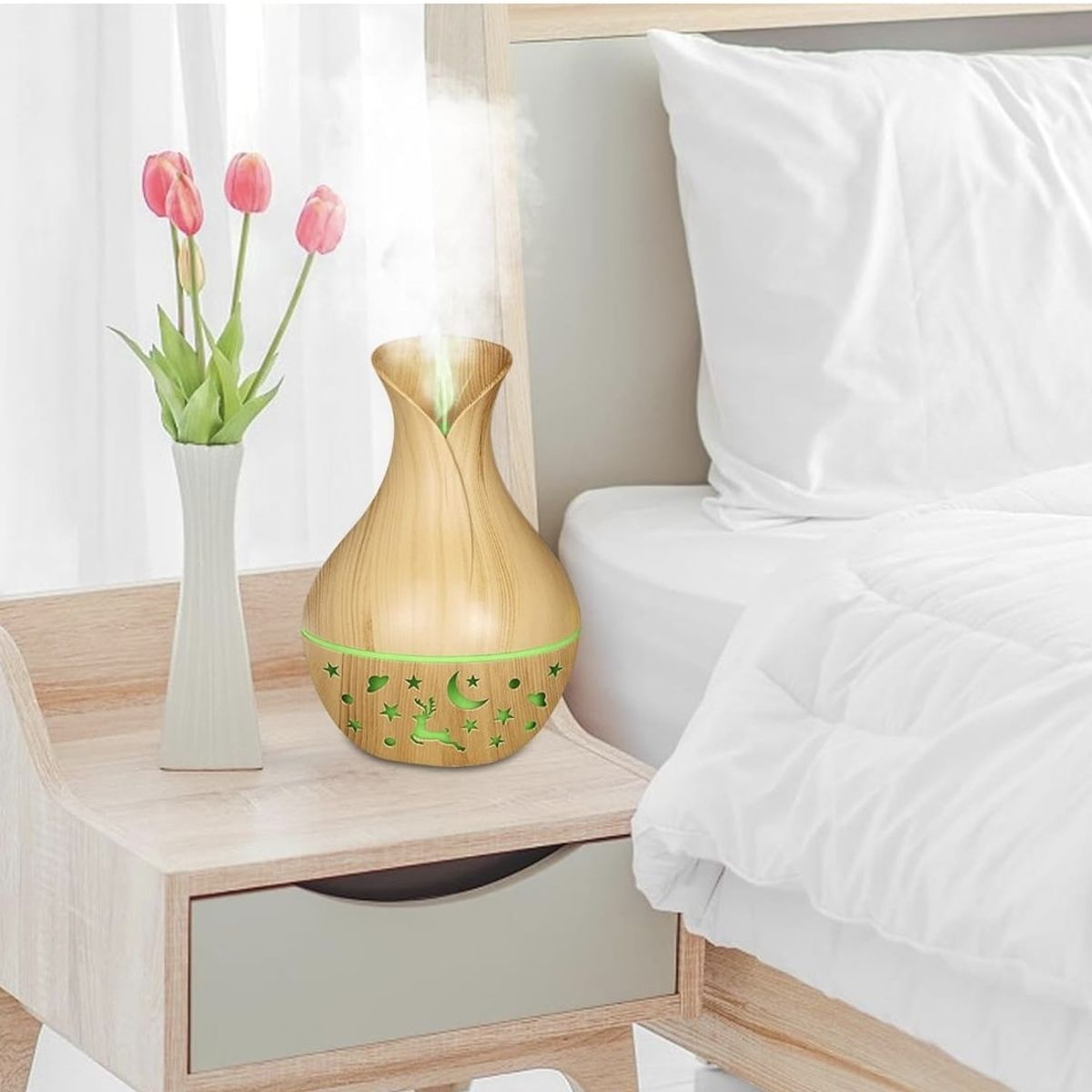 GENERICO - Humidificador Difusor De Aromaterapia Color Madera Luz LED