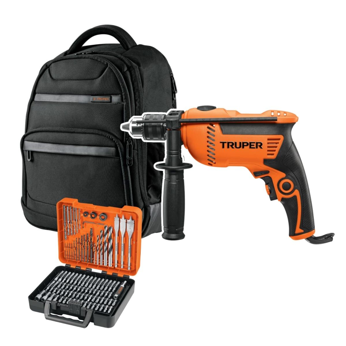 TRUPER - Combo Taladro 600w + 100 brocas y puntas + Mochila Truper