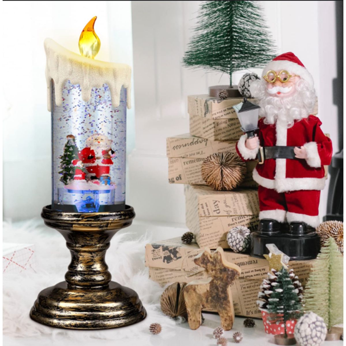 GENERICO - Vela led navidad usb santa papa noel muñeco nieve