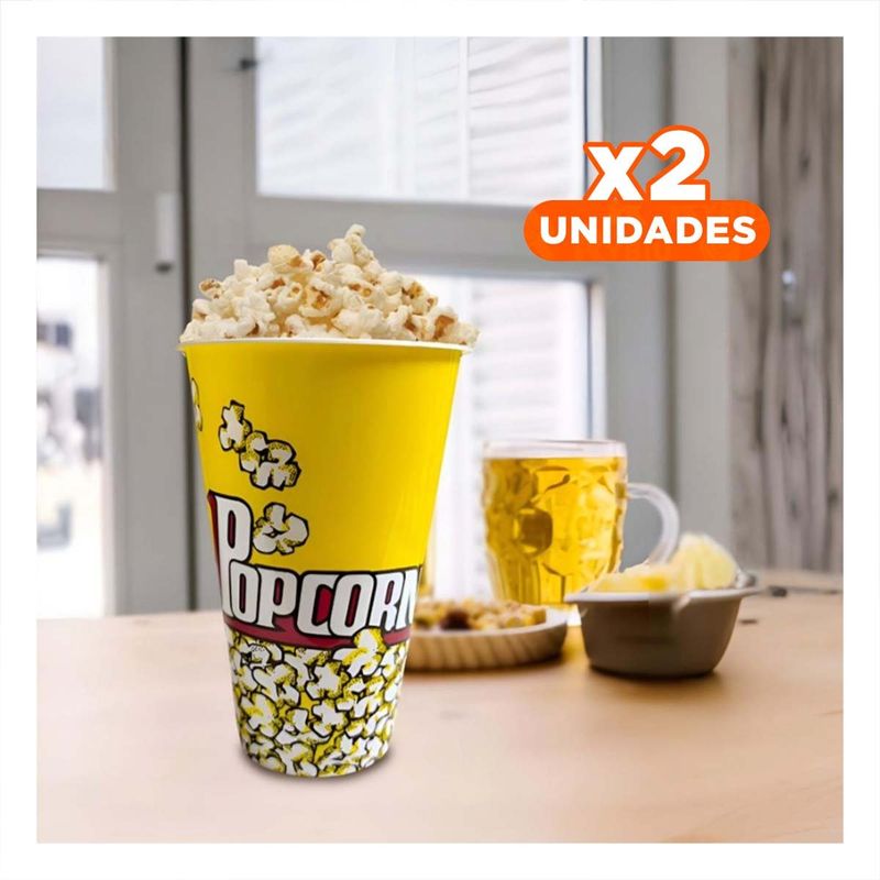 RYBIU IMPORT - Pack2 Balde para Servir Palomitas Amarillo Y+Regalo Stickers