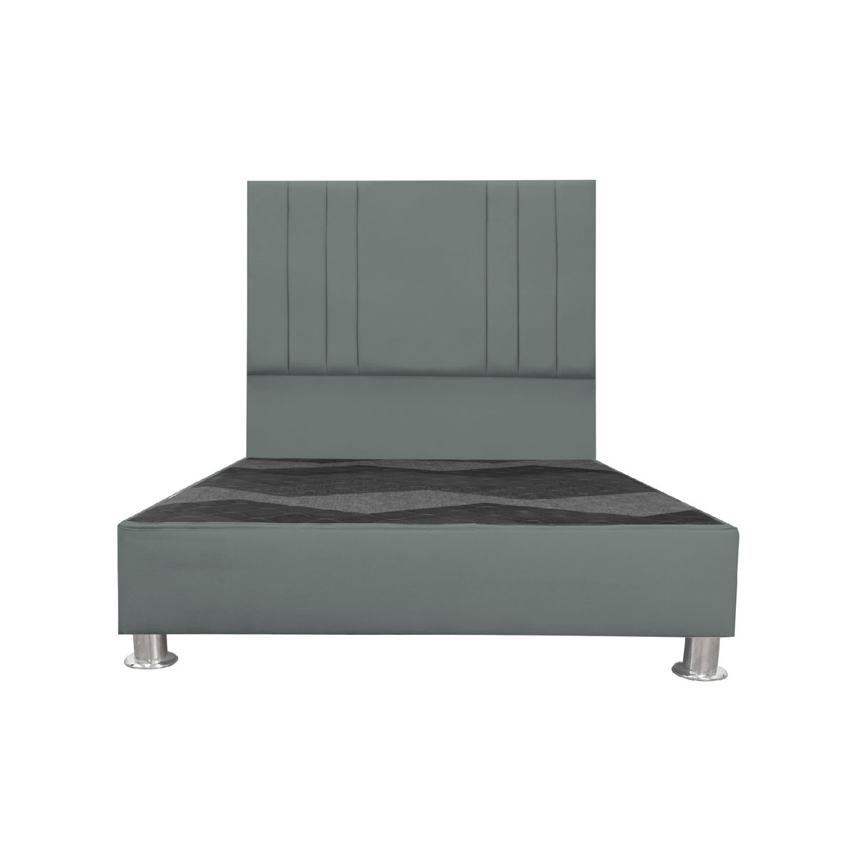 MUEBLES MACRUMO - Cama tapizada Alessia - Queen - Color gris oscuro